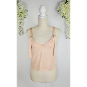 Zara Trafaluc Crop Cami Top Small Pink Adjustable Strap Minimalist Y2K Capsule